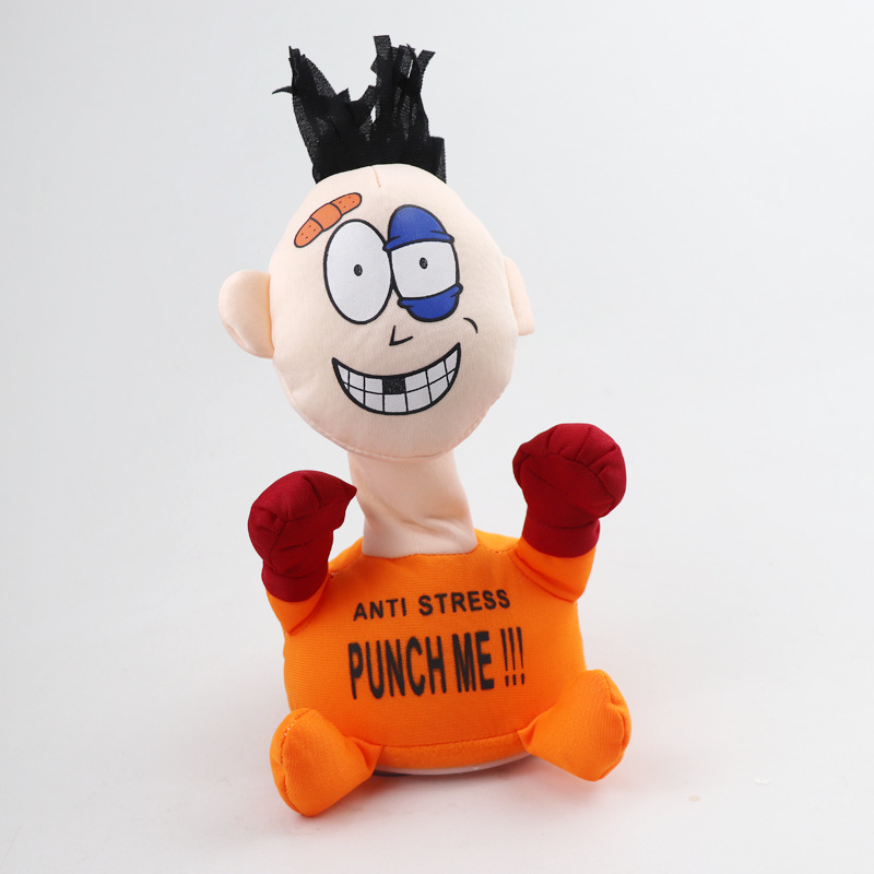 Cross-Border Supply Beaten Punch Me Villain Electric Plush Toy Creative Vent Scream Doll TikTok Same Style