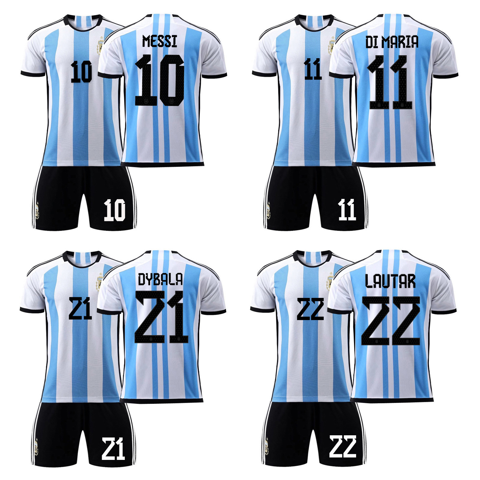 23阿根廷主场足球服梅西10号比赛训练队服迪玛利亚11球衣套装批发