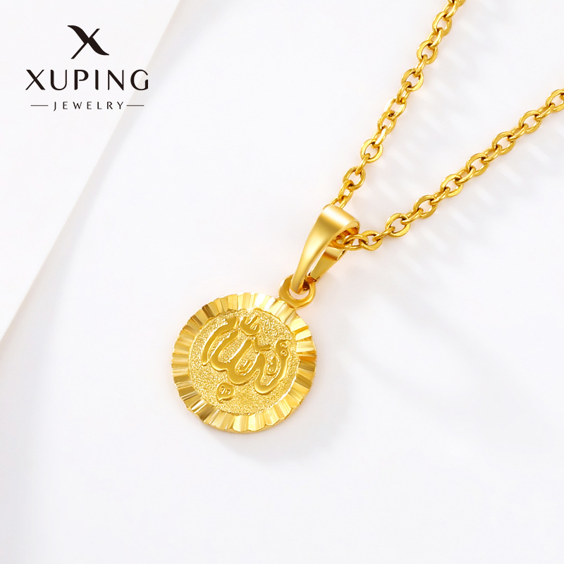 Xuping Jewelry Constellation Necklace Pendant Female Gold Coin Niche Ins2023 New Trendy Coin Couple Pendant Single Pendant