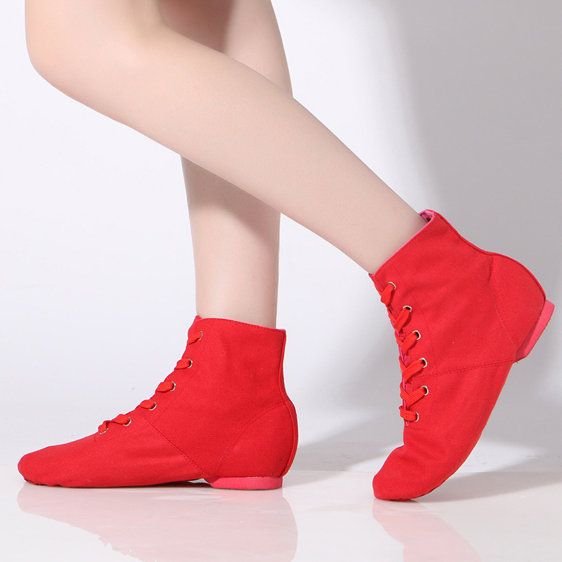 男士成人芭蕾舞鞋高帮爵士练功鞋女舞蹈形体软底靴现代民族舞杂技