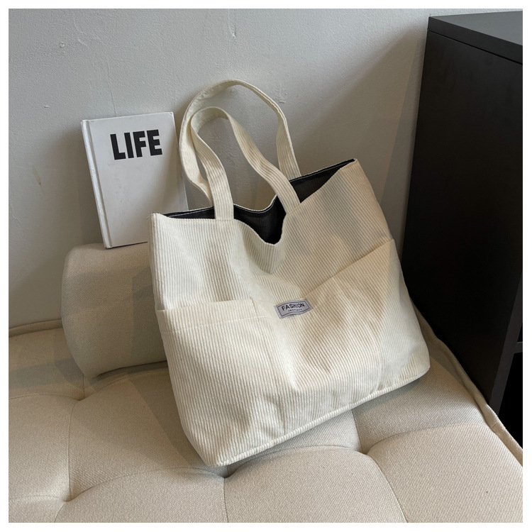 Canvas Bag Women's Korean-Style Corduroy Canvas Bag Handbag Artistic Retro Shoulder Bag Campus Tote Bag Wholesale