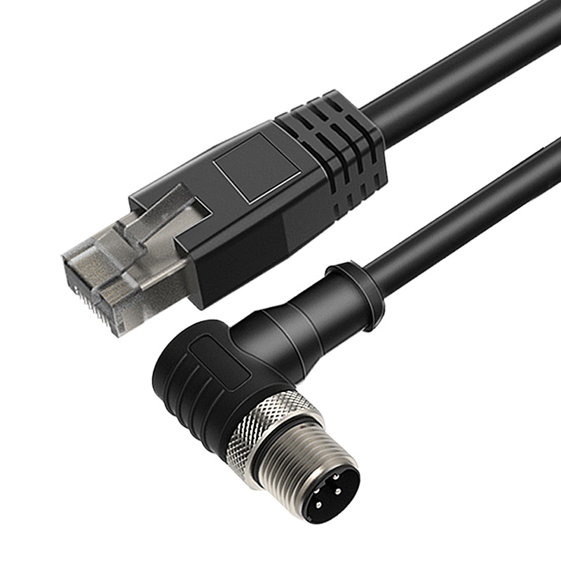 m12d型转rj45航空插头工业相机连接线视觉设备专用高柔性千兆网线