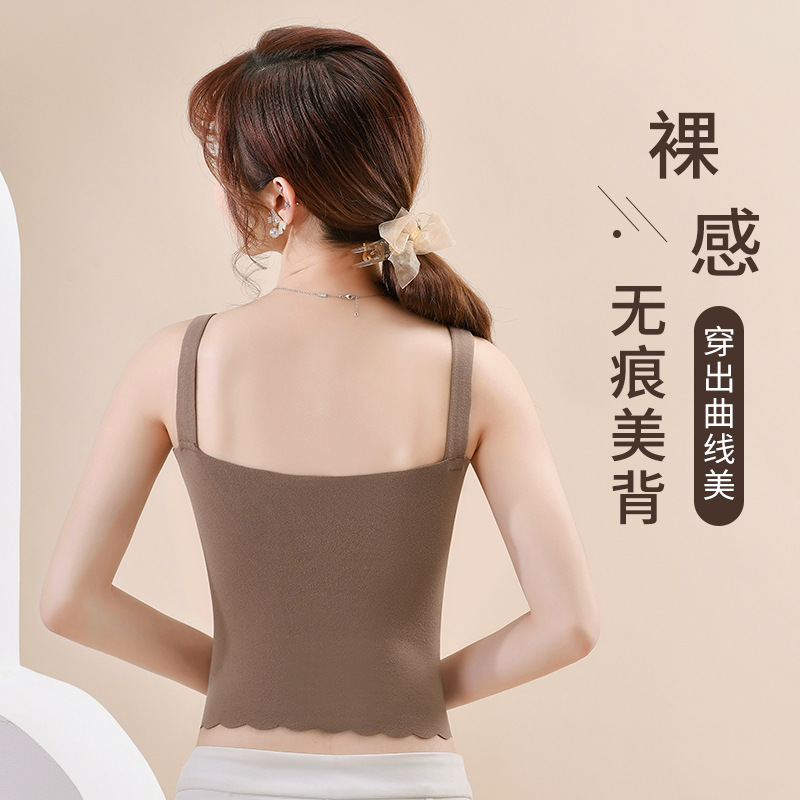 Autumn and Winter Thermal Vest Ladies Belt Chest Pad Tube Top Beauty Back Sling Slim Fit Outer Wear Inner Wear Bottoming Underwear for Women