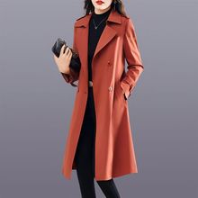 红色高级感风衣女中长款2023今年流行春秋新款小个子气质大衣外套