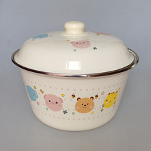 老式搪瓷盖碗 带盖盆 加高盖洗手碗 面碗汤碗搅拌碗沙拉碗 猪油盆