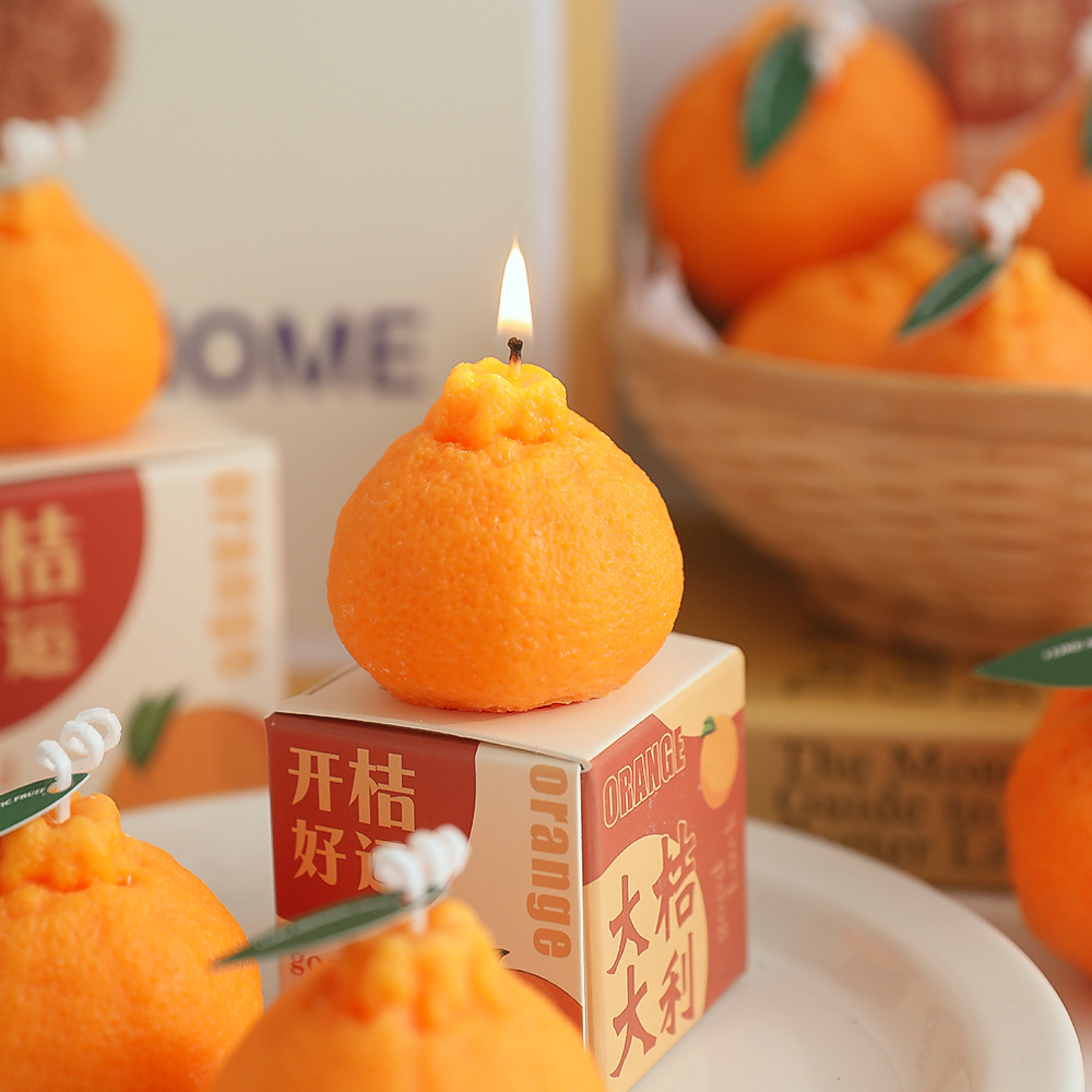 Tangerine Candle Wholesale DIY Gift Wedding Aromatherapy Hand Gift Big Orange Fruit Shape Candle Customization