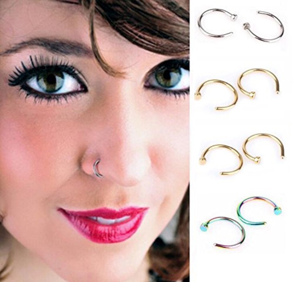 跨境热销欧美时尚钛钢鼻环 医用不锈钢假鼻环c型鼻钉穿刺饰品批发