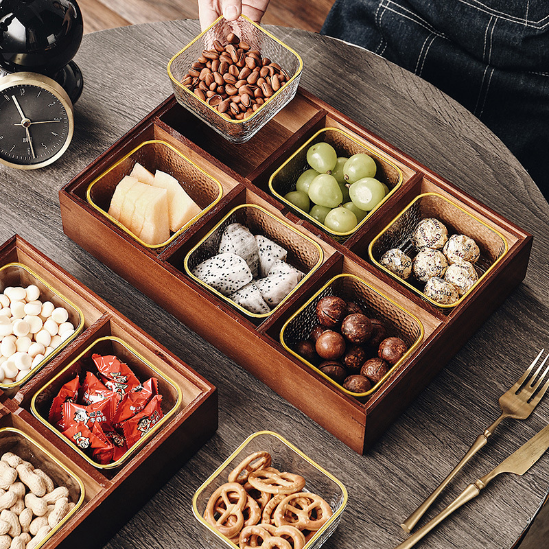 干果盒坚果零食收纳客厅家用新年款瓜子糖果实木水果盘新中式