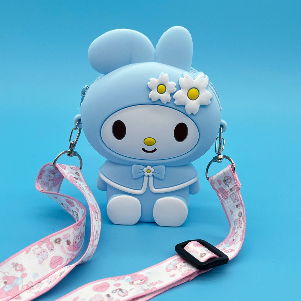 Cartoon Bag Cute Flower Rabbit Coin Purse Trendy Crossbody Bag Children's Fashionable All-Match Schoolbag Silicone Bag