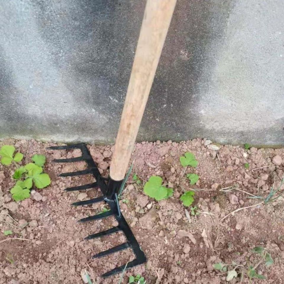 农用全钢耙 耙子多齿钢耙黑色钉耙耙子翻土搂草 挖地耙子耙头室外