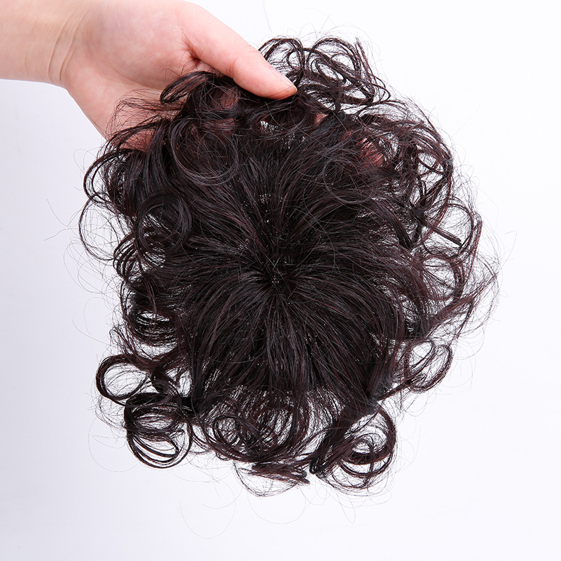 假发片头顶补发块小卷发短发真发遮白发轻薄蓬松玉米须刘海假发女