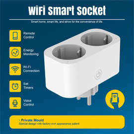 欧规多国 16A 智能插座 WiFi涂鸦语音控制定时开关多功能双孔插座
