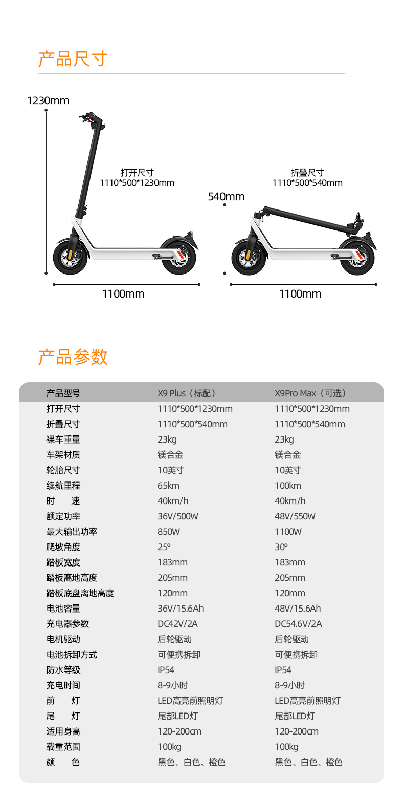新款欢喜x9 max电动滑板车成人大功率越野代步车长续航100公里