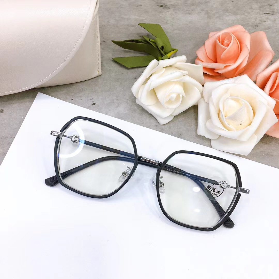 韩版网红ins大框素颜防蓝光tr90多边形显瘦男女同款眼镜框架30056