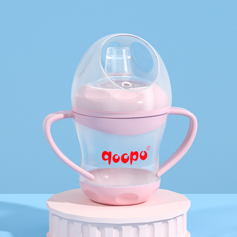 Drop-Resistant Pp Baby No-Spill Cup Baby Large Diameter Double-Word Duckbill Water Cup with Handle Maternal and Child Supplies 160ml