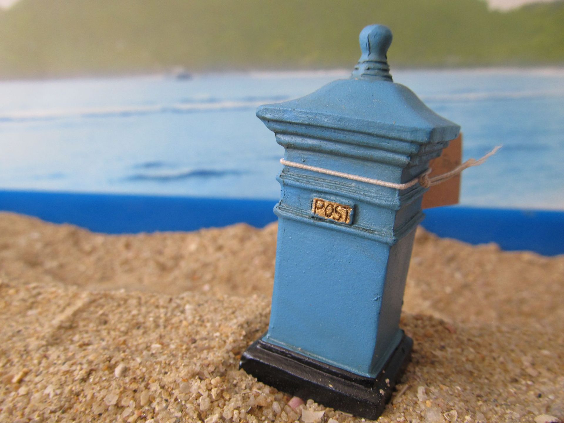 心理沙盘沙具建筑箱庭方形邮筒浅兰色an2e05库存批发15539