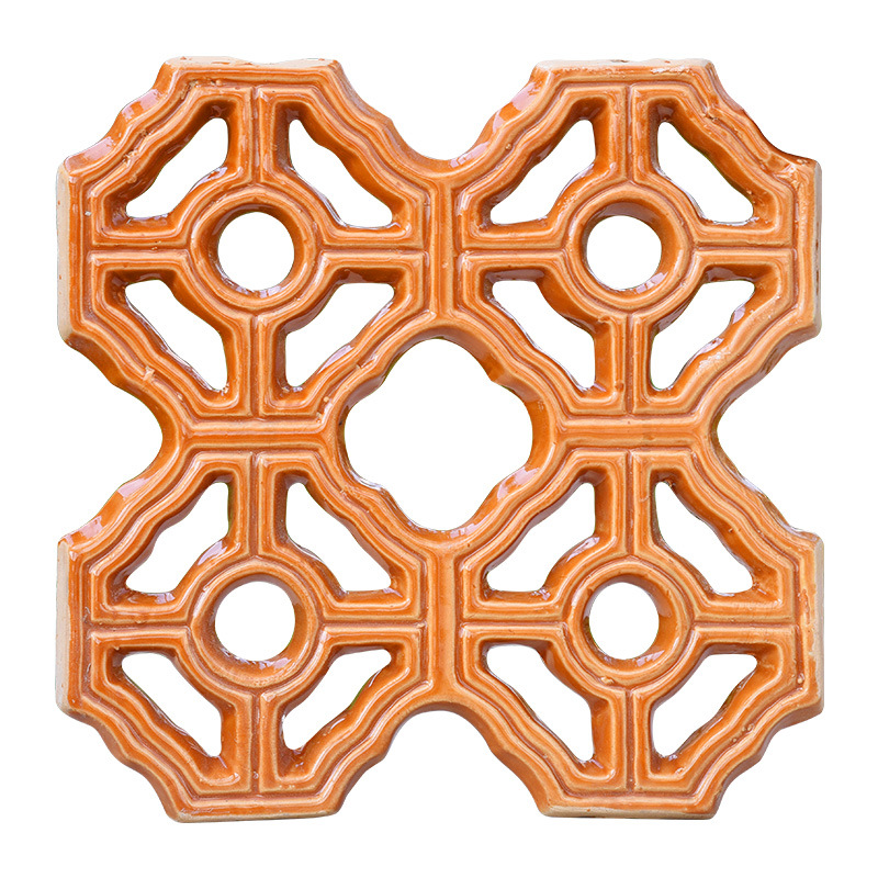 海棠花窗龙凤窗琉璃瓦彩釉仿古花窗通风透光景观黄色绿色佛山现货