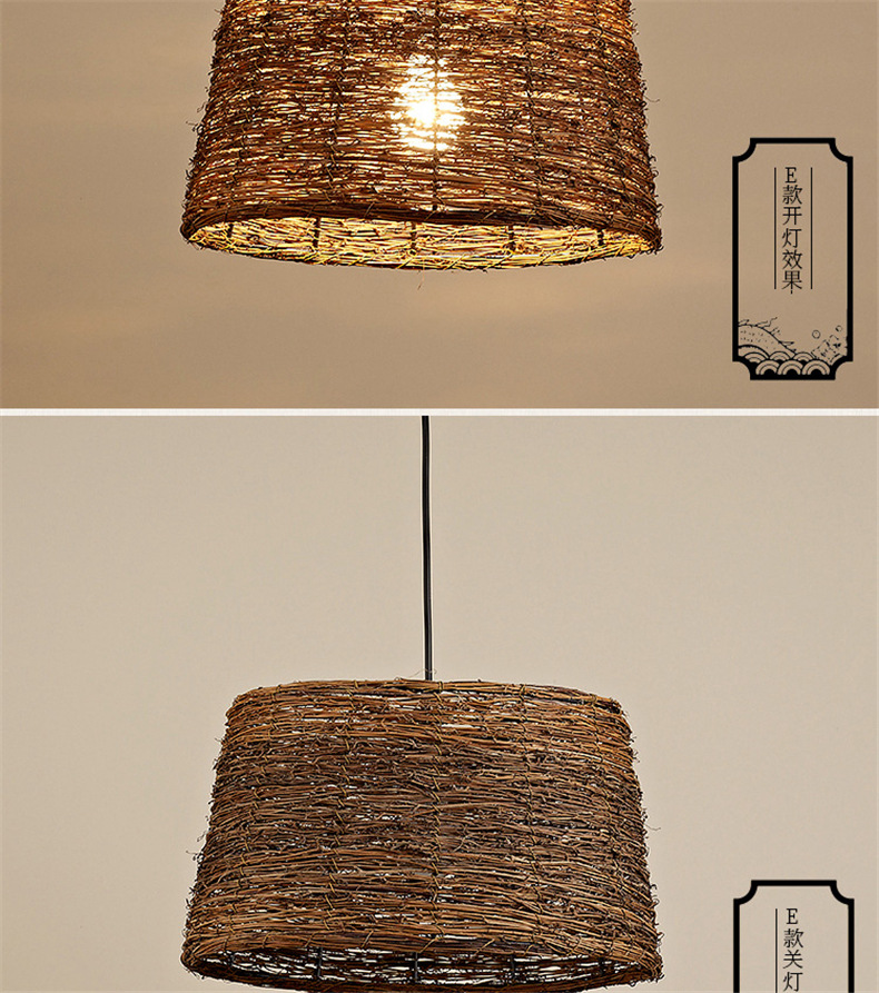 藤编灯藤艺吊灯藤条编织日式民宿茶室禅意灯中式创意复古个性灯具