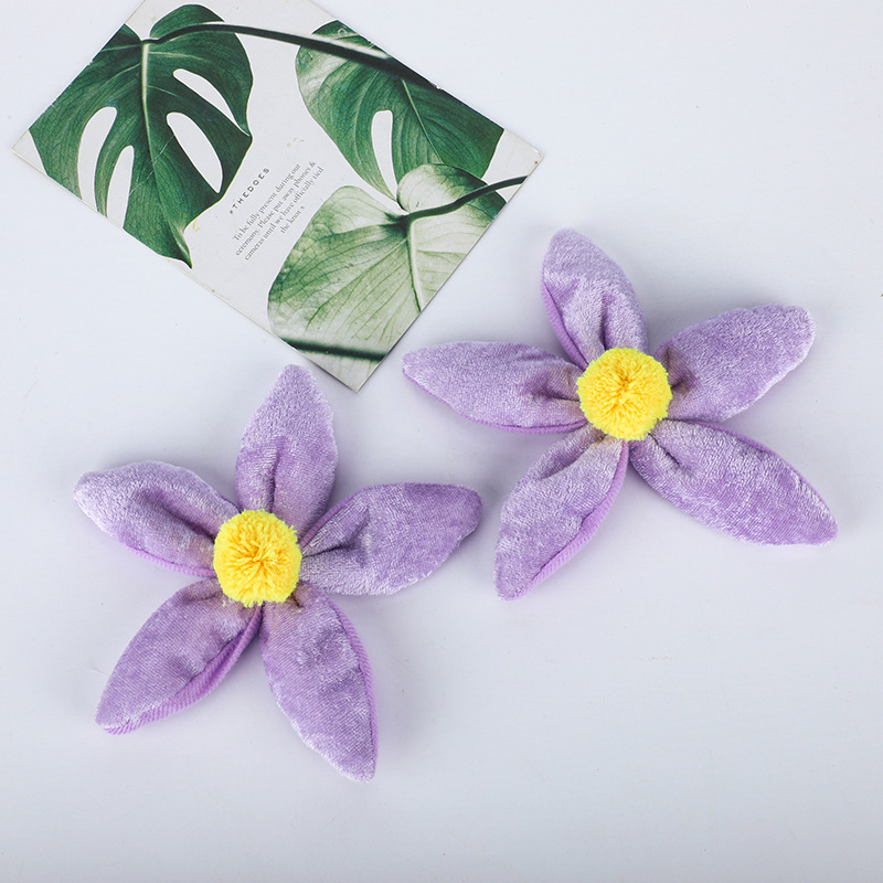 玲娜贝儿金丝绒小花小狐狸毛绒玩具头花五瓣花紫色花朵娃娃配饰装