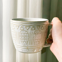 复古陶瓷水杯马克杯男生家用小众设计咖啡杯子感大容量500ml