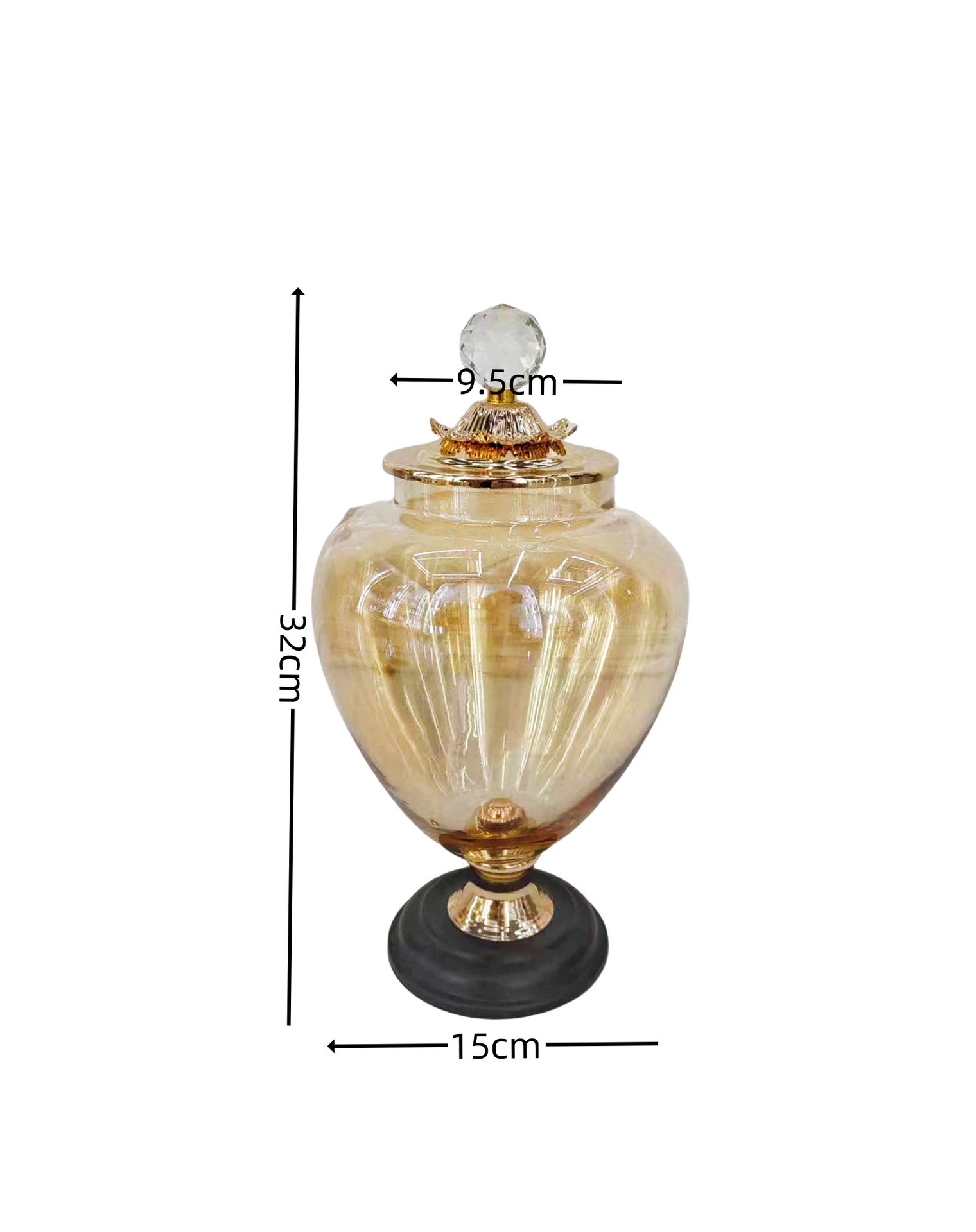 Factory Direct Sales Glass Golden Sugar Pot Ornaments Gathering European Style Living Room Coffee Table Creative Fruit Plate Storage Jar Decoration