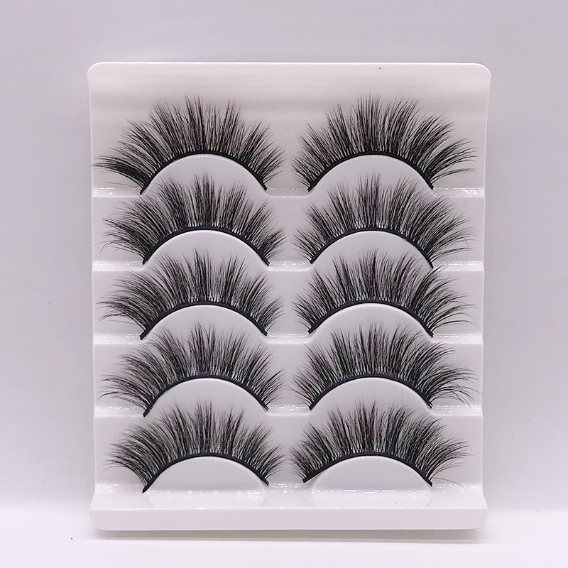 Cross-Border New 5 Pairs of Chemical Fiber False Eyelashes Soft and Comfortable Thick Eyelash Factory Wholesale