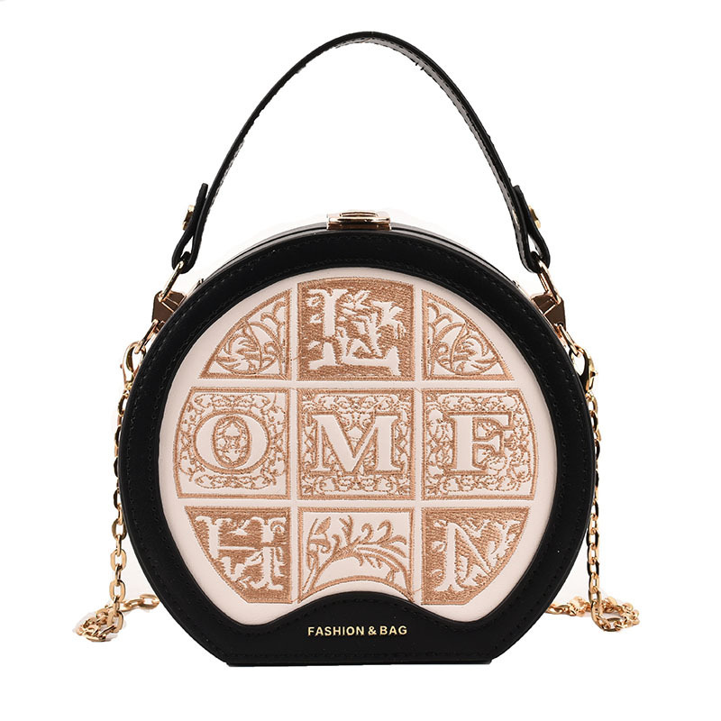 Stylish Hard Case Box Bag Special Interest Light Luxury Embroidery Small round Bag 2023 Autumn and Winter New Handbag Shoulder Messenger Bag
