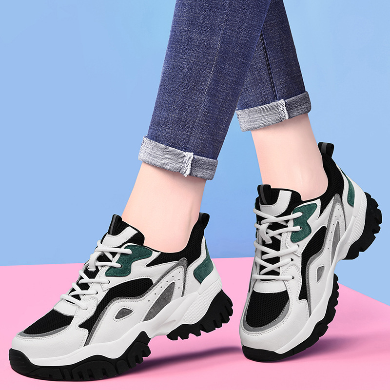 古奇天伦2021春秋新款休闲女鞋潮网红厚底运动老爹鞋5283