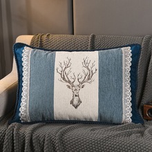 欧式沙发靠垫长方形抱枕北欧客厅卧室刺绣抱枕套床头护腰靠垫大号