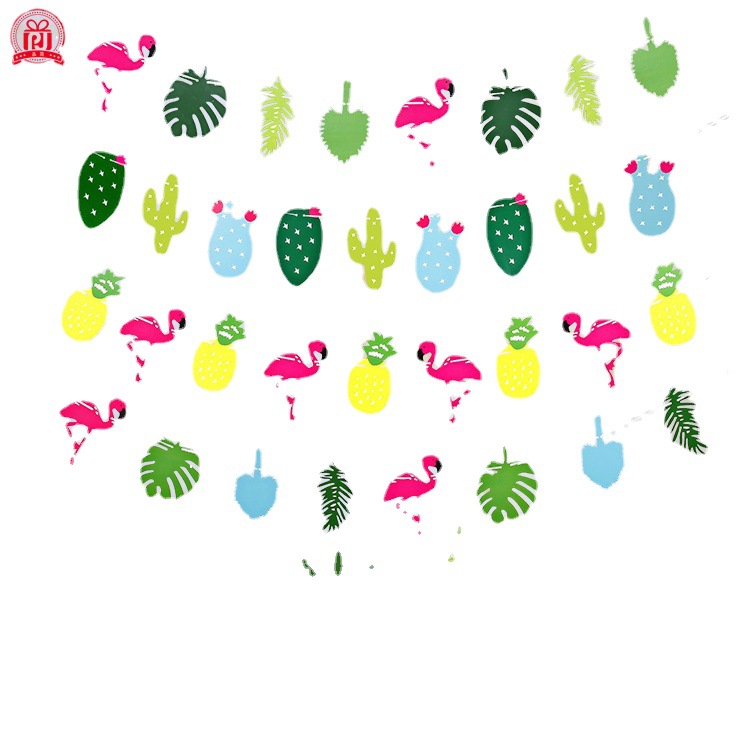 Factory New Nordic Style Party Decoration Hanging Flag Flamingo Pineapple Cactus Birthday Wedding Scene Layout