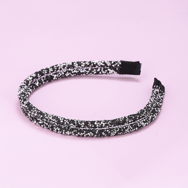 韩版时尚新款亮片发箍多色双排水钻压发宽发箍精美镶钻头箍女批发