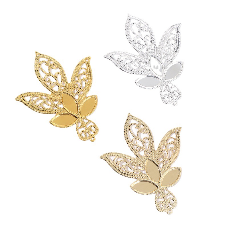 Hollow Metal Three-Leaf Laminate Antique Bridal Headdress Xiuhe Circular Fan Accessories Handmade DIY Ornament Material Wholesale