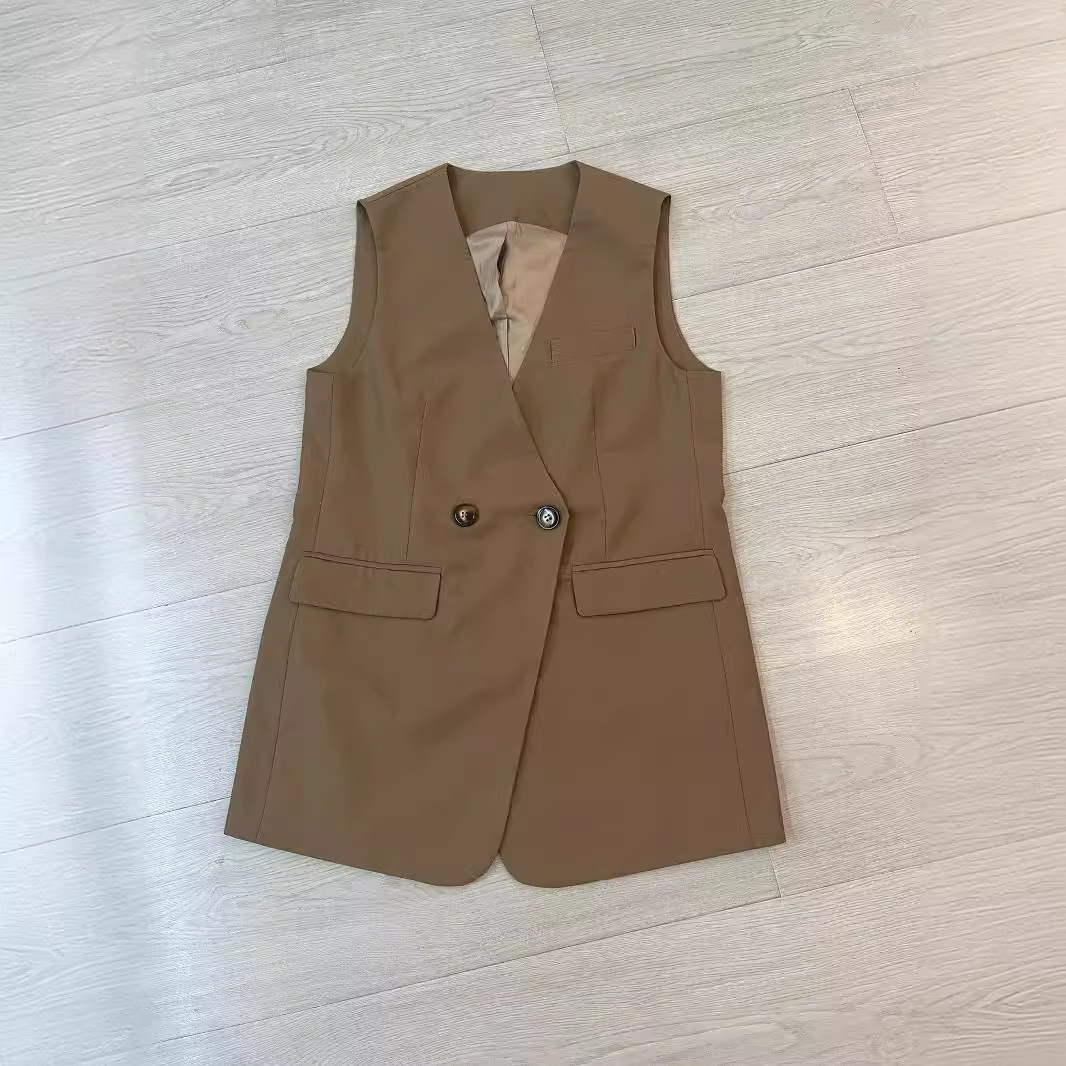 8831叠穿搭配中长款西装马甲气质无袖坎肩西服女马甲春秋外套