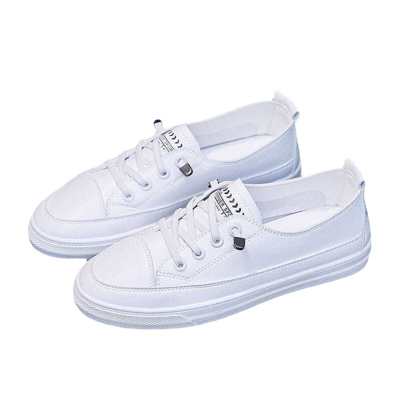 Women's White Shoes Slip-on Women's Shoes New Autumn Versatile Leather Breathable Casual Pumps Korean Style for Students