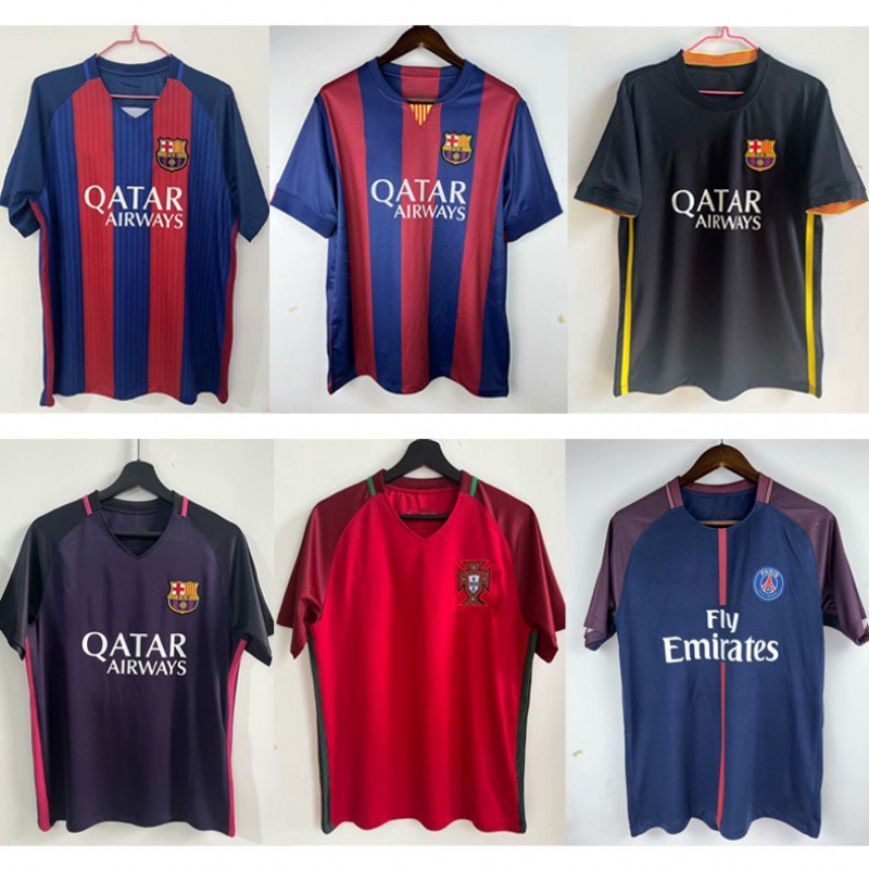 14-15复古巴萨巴黎葡萄牙球衣主客场10号梅西7号c罗复古足球服