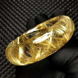 天然钛晶顺发发晶 钛晶板钛金发晶 金发手镯猫眼手链水晶原石手镯