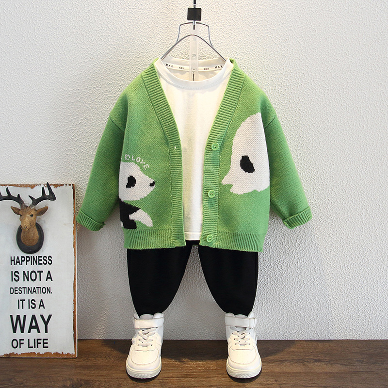 儿童毛衣男童春秋款2024新款洋气男宝宝春季针织开衫上衣男孩衣服