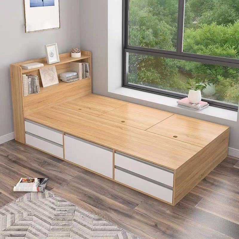 榻榻米床1.8米小户型卧室高储物板式单人床带收纳床头