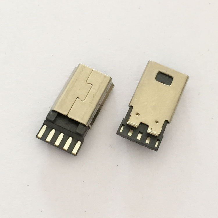 mini迷你 usb 5pin公头 前五后四 焊线式 充电usb插头