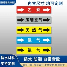 国标医用氧气氮气压缩空气乙炔混合气管道标识箭头标示贴贴纸B