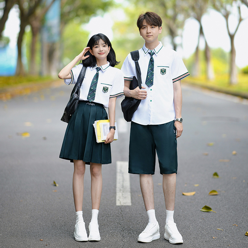 毕业班服初中生夏季新款学院风短袖运动会套装韩版合唱表演校服潮