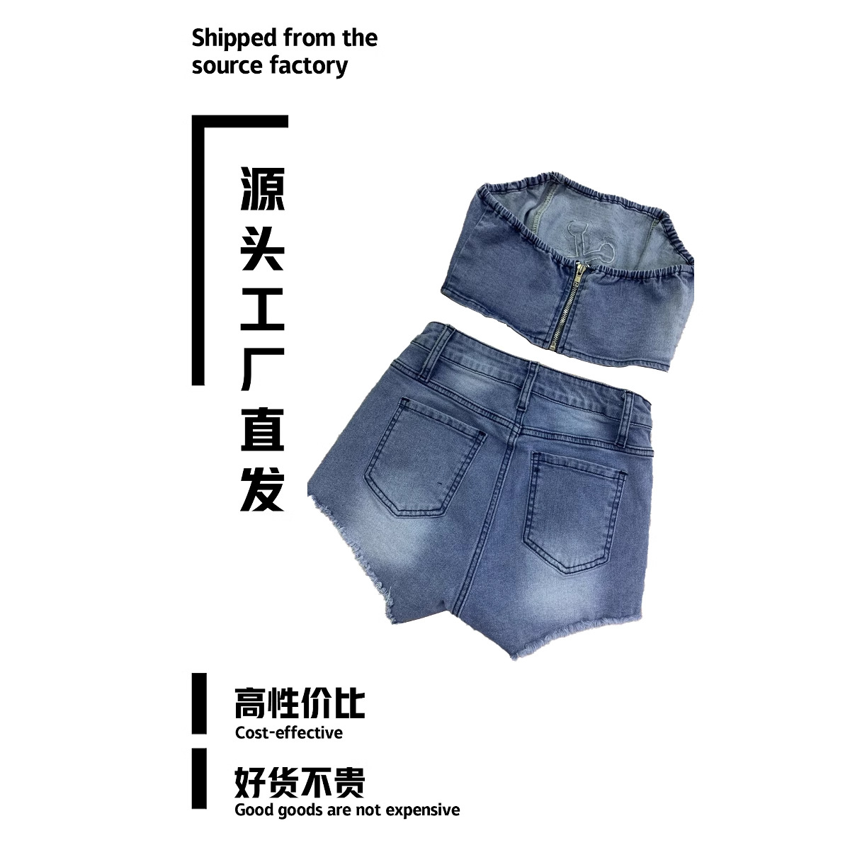 欧货牛仔短裤女潮2025年新款夏季高腰显瘦重工烫钻破洞阔腿裤热裤