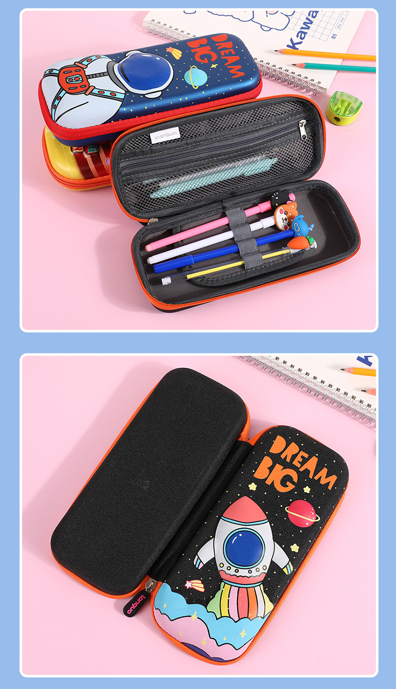 新款学生用品文具盒3d卡通立体铅笔盒大容量防水拉链笔袋收纳盒