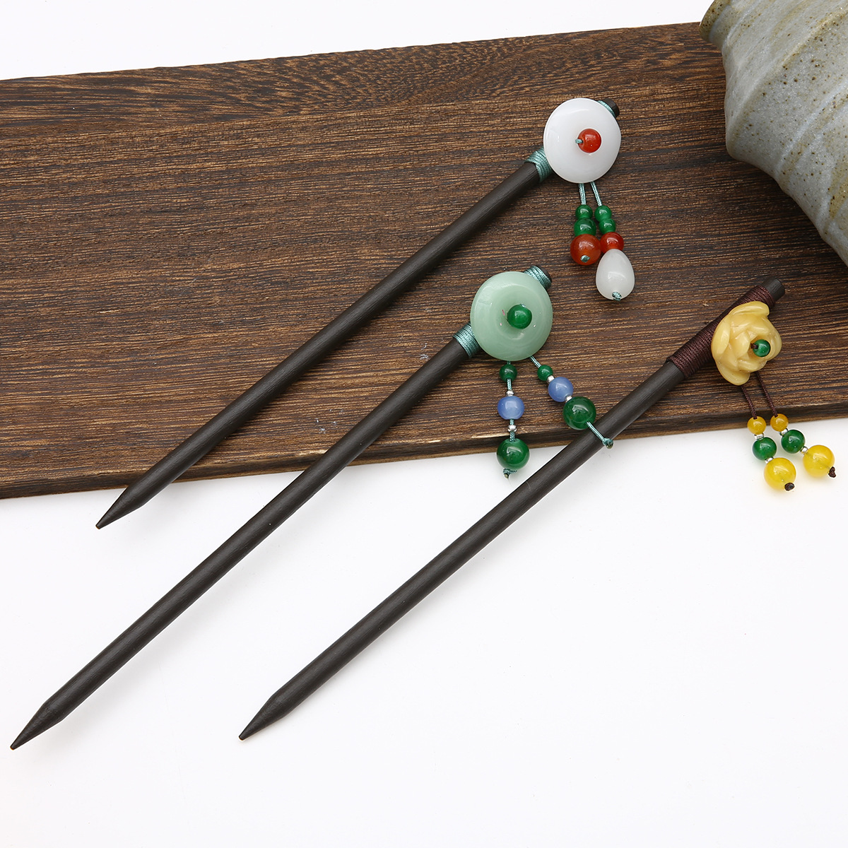 【古风发簪】青蓝朵古典挽发流苏旗袍适合年轻人的簪子-阿里巴巴