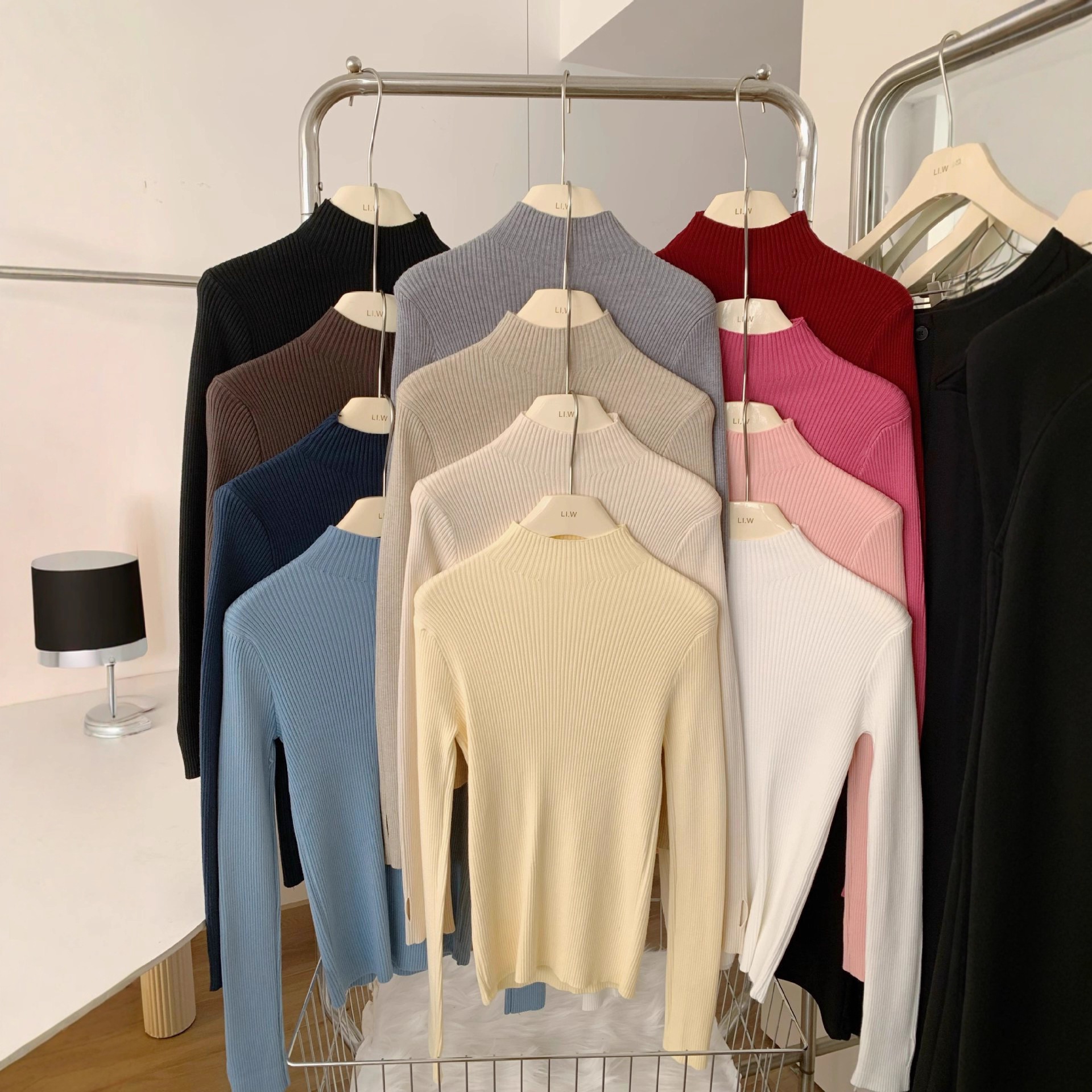 跨境浅灰色半高领打底衫女装内搭毛衣2025秋冬季新款针织修身小上