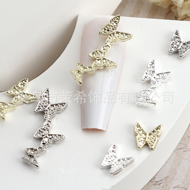 Fairy Internet Hot New Alloy Conjoined Butterfly Three-Dimensional Nail Ornament Japanese Style Mild Luxury Style Metal Nail Accessories