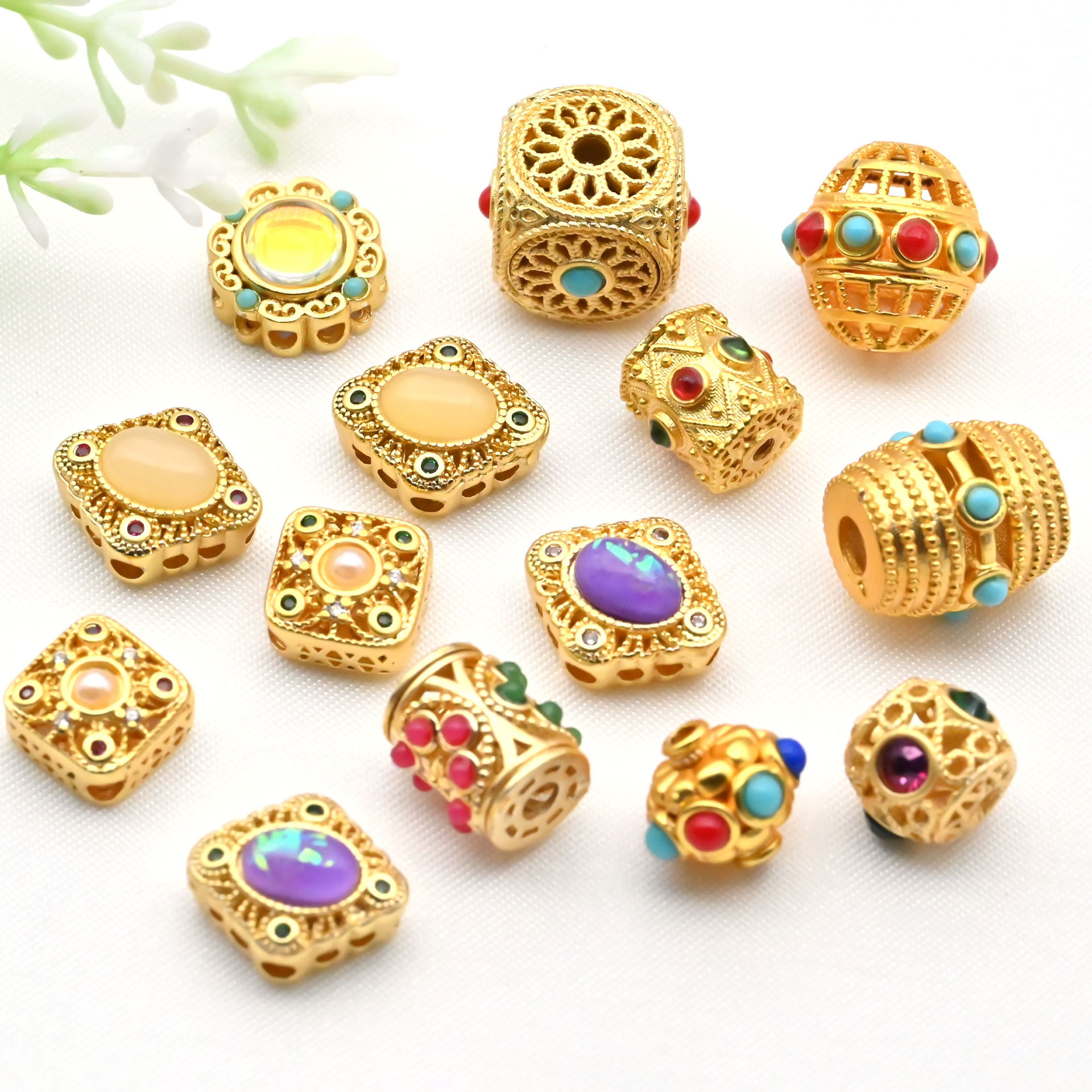 沙金尼泊尔配件风格古法金工艺 diy手工饰品手链手绳配饰隔珠散珠