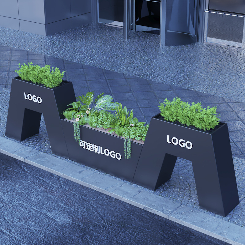 花箱户外金属高档花钵花器售楼部花坛酒店商场种植花盆花池06520