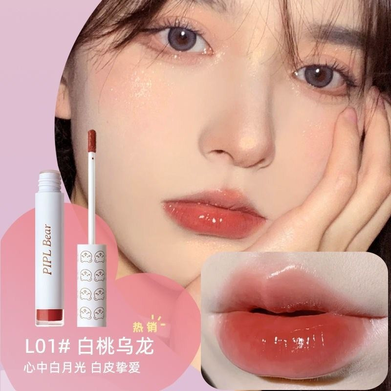 2万支彩妆maffick玛菲可茶杯熊镜面唇釉唇彩透明唇蜜女学生款平价口红