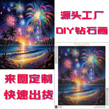 厂家批发亚马逊跨境钻石画diy满钻5D圆钻手工砖石画玄关钻石贴画